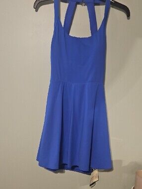 HALARA Cobalt Blue Sleeveless Fit-and-Flare Mini Dress